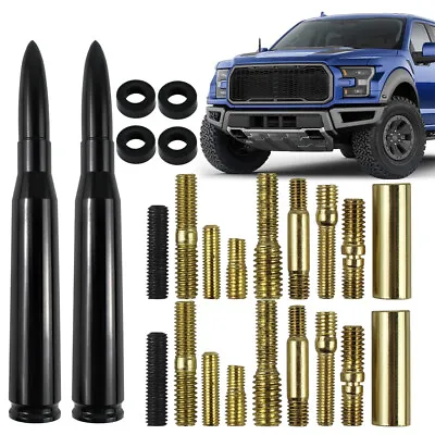 2PCS 50 Cal Bullet Antenna Heavy Gauge CNC Machined Billet Short For Ford F150 • $12.99