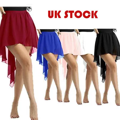 £9.46 • Buy UK Women's Ladies Side-Dip Asymmetrical Chiffon Ballet Dance Wrap Skirt Costume 