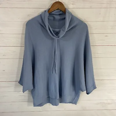 Pure J Jill Cowl Neck Organic Cotton Cashmere Sweater MP Blue Batwing Sleeve • $20