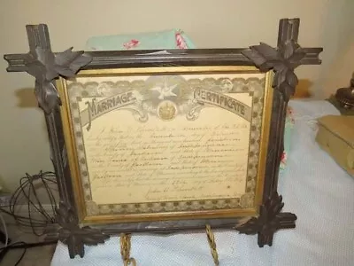 Antique Vtg 8 X 10 Adirondack Wood Picture Frame W/glass Marriage License 1914 • $35