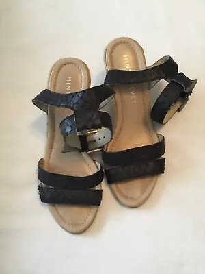 Mint Velvet Black Ankle Strap Wedge Sandals Size 37 (4) Used • £15