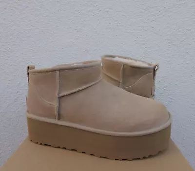 Ugg Sand Suede Classic Ultra Mini 2  Platform Ankle Boots Women Us 5/ 36 ~new • $189.95