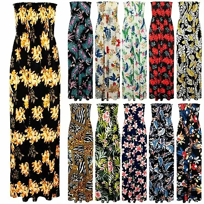 £8.99 • Buy Women Ladies Sheering Boob Tube Bandeau Floral Printed Strapless Long Maxi Dress