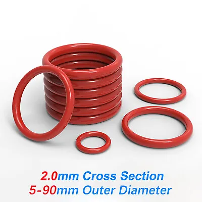 2.4mm Cross Section O Rings Pack Of 10 Silicone Rubber Seals- Various Sizes Red • £3.11