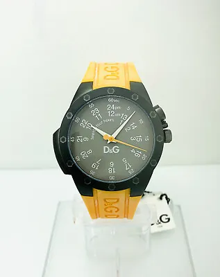 D&G Dolce & Gabbana Men's DW0596 Jack Gunmetal Dial Orange Rubber Strap Watch • $280.51