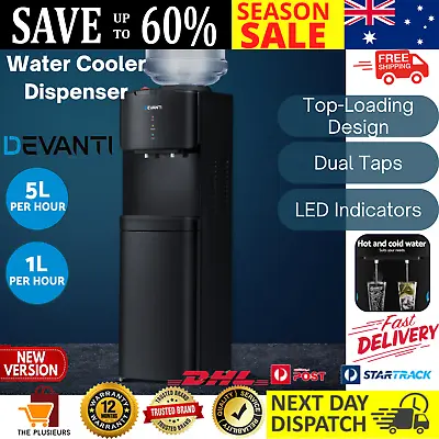 Top-loading Water Cooler Hot And Cold Dual Taps Dispenser Adjustable LED  Black • $118.33