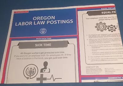 2023 Oregon Federal / State LABOR LAW POSTER Workplace Compliance Revised 10/22 • $3.48