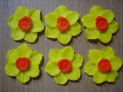 6 Handmade Edible Fondant Daffodil Flowers Easter/Spring Cake Topper Decoration • £5.75