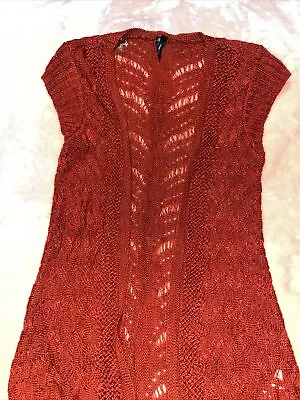 Maurice  Women’s Size Small Open Sweater Short Sleeve Burnt Orange Color • £10.56