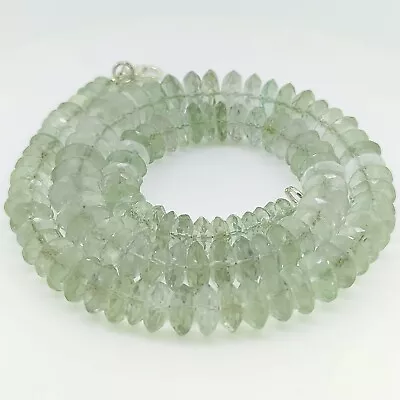 Natural Gem Prasiolite 7 To 11 Mm Faceted German Cut Rondelle Beads Necklace 17  • $49.60