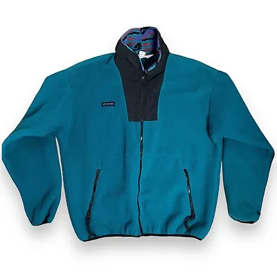 Columbia VTG Fleece 90s Purple Teal Anorak Zip Pullover Made USA Men’s Lg Ski • $49.95