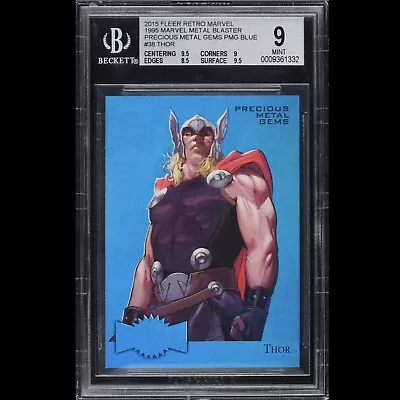 2015 Marvel Fleer Retro Thor Precious Metal Gems Blue PMG /50 BGS 9 Odinson Loki • $110.50