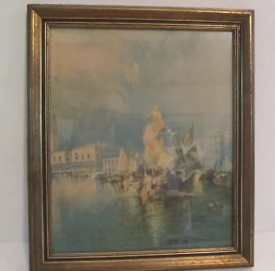 Antique Thomas Moran 1912 Color Litho Print Arsenal On The Mediterranean Framed • $20