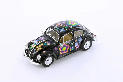 Black Peace Flowers VW Volkswagen Beetle Kinsmart 1:24 New No Box 6.5  • $6.64