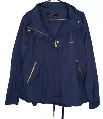 Zara Basic Spray Jacket Size L. Navy Blue And Gold.  • $40