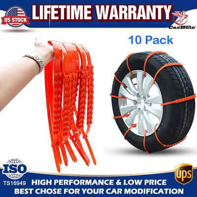 10X Universal Winter Snow Mud Anti-skid Tire Chains For Car Traction Adjustable • $32.53