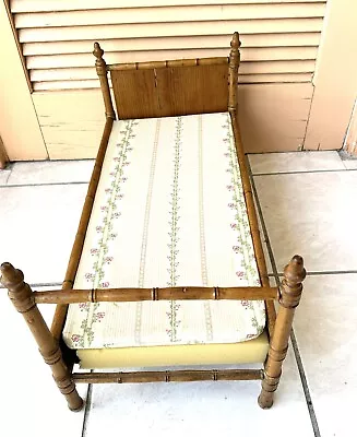 Antique Primitive Wood & Bamboo Doll Baby Bed Large 2” Preowned • $49.95