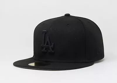 New Era 59Fifty Men Women Hat Los Angeles Dodgers  LA  Black On Black Fitted Cap • $44