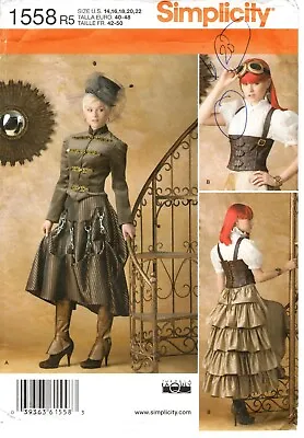Simplicity 1558 Steampunk Jacket Bustier Skirt Blouse Spats Sizes 14 - 22 UNCUT • $4