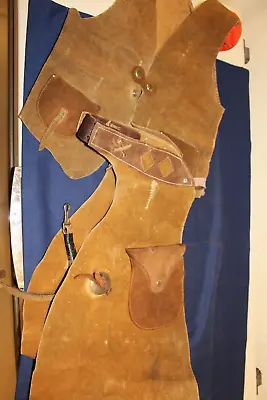 Kids Western Play  Leather  Chaps/chinks Batwing With Vest • $25