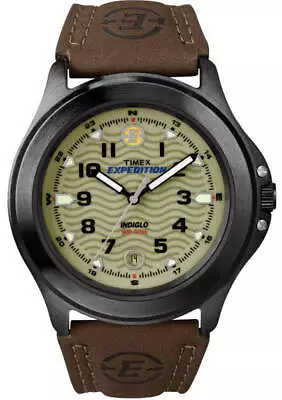 Timex T47012 Men's Expedition Metal Field Brown Leather Strap Watch • $60