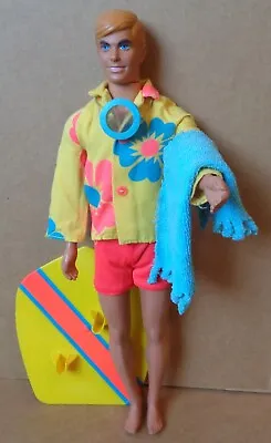 VINTAGE 1971 MATTEL MALIBU KEN DOLL W/SEARS EXCLUSIVE #1248 SURF'S UP GIFT SET • $99.99