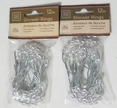 SET OF 2 Home Collection Metal Shower Curtain Hooks 12 Hooks Rings • $7.50