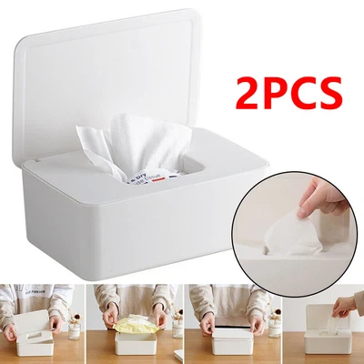 £3.32 • Buy 2PCS Tissue Box Dispenser Paper Storage Holder Napkin Case Plastic With Cover