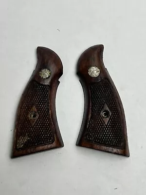 Smith & Wesson S&W Vtg Factory K-Frame Square Butt Diamond Center Wood Grips • $34.99