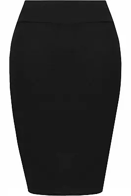 Women's Midi Pencil Skirt Ladies Plain Jersey Bodycon Tube Size 8-22 • £7.99