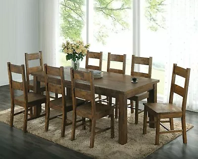 Aster Coleman 9 Piece Solid Wood Dining Set Table Chairs Brown Coaster 107041-S9 • $1299.99
