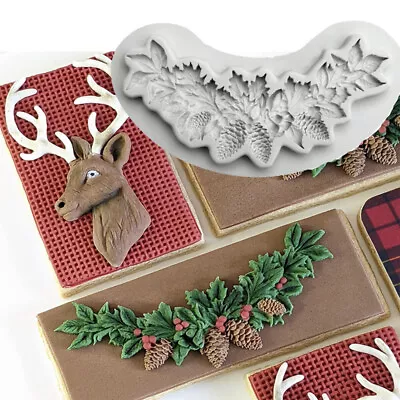 £2.89 • Buy Christmas Tree Pine Cone Nut Silicone Fondant Cake Mold Chocolate Baking Moulds