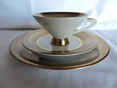 German Three-Piece Dessert Coffee Set With Two Tone Gold Band • $8.50