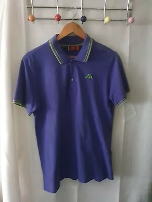 Bargain~Kappa~Mens~Blue Polo Shirt~Short Sleeve~Cotton~Striped Collar~Size Large • £7.99