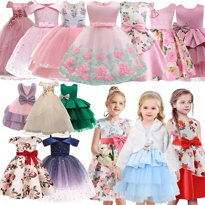 £13.32 • Buy Girls Baby Kids Wedding Dress Floral Lace Tutu Maxi Princess Party Dresses Gift