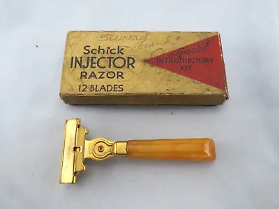 Vintage Schick Injector Razor With Butterscotch Bakelite Handle And Original Box • $19.99