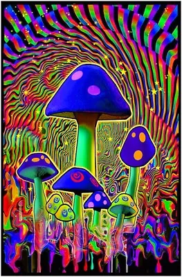 SHROOM WITH A VIEW - MUSHROOMS - FABRIC POSTER FLAG - 30x43 BRAND NEW - 54282 • $16.95