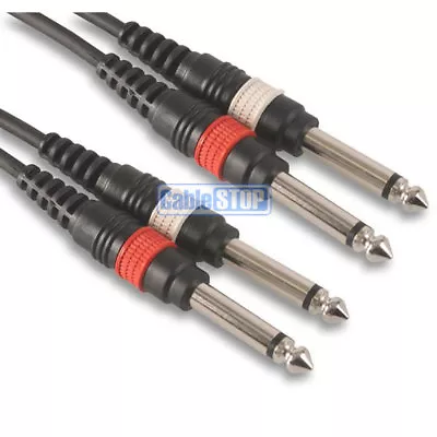 6M TWIN MONO 6.35 Mm Jack Plug To Plug 1/4  Audio Cable 1/4 Inch Lead • £8.95