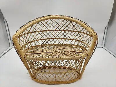 Vintage Wicker Mini Loveseat Peacock Rattan Doll Chair Plant Stand Photography  • $19.95