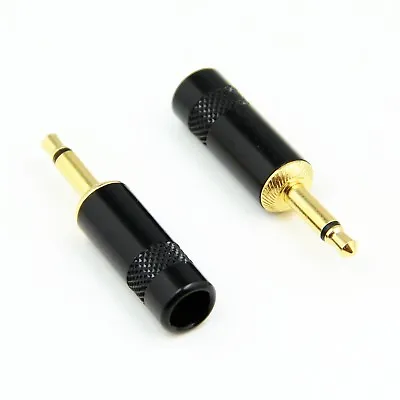 2 Pcs Metal 3.5mm Mono Jack Plug Audio Cable Solder Adapter Terminal Gold Plated • £3.42