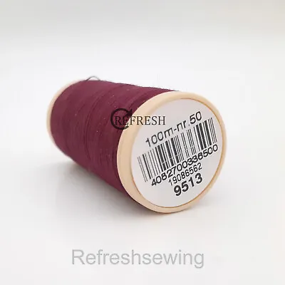 Coats 100% Cotton Burgundy Sewing Thread 100m Number 9513 ( Ticket 50 ) • £2.10