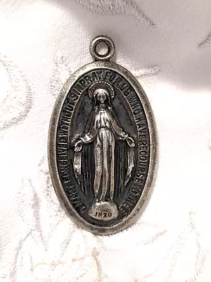 Vintage Estate Sterling Silver Catholic Religious Miraculous Medal Of Mary • $17.99