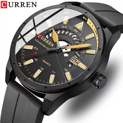 CURREN Men Watch Waterproof Sport Men Watches Automatic Date Military Wristwatch • £17.99