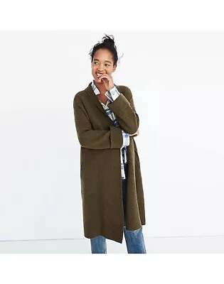 Madewell Rivington Sweater Coat XS Olive Green Brown Pocket Knit Duster Cardigan • $48
