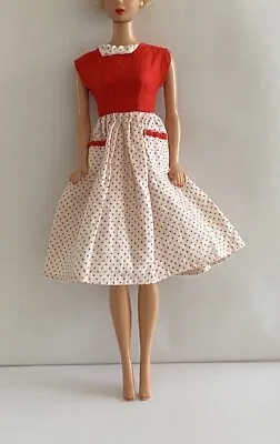 VTG Barbie Fab Lu Babs Doll Dress White Red Polka Dot - British Crown Colony Tag • $27.99