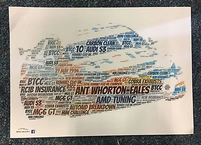 BTCC 2018 AMD Tuning RCIB MG6 GT No.10 Whorton-Eales Word Art - A4 Poster • £5