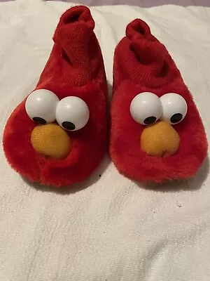 SESAME STREET Elmo SLIPPERS 7/8 Toddler Fuzzy Kids Winter Soft Cozy • $5.99