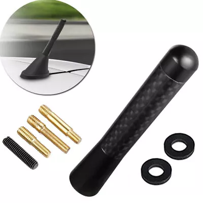 3  Universal Black Carbon Fiber Car Mast Screws Short Radio Aerial Antenna Kit • £5.69