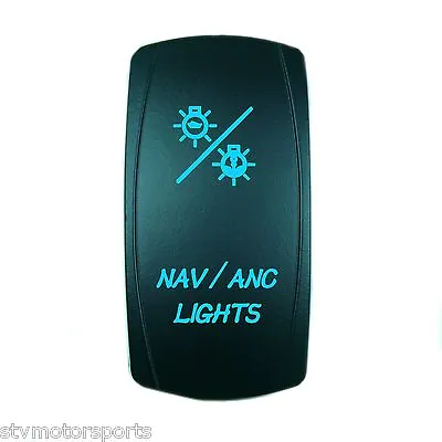 Blue 20a 12v Rocker Switch Laser Etched Nav/anc Lights Marine Carling • $12.99
