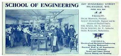 Milwaukee School Of Engineering Ink Blotter Ca 1925 • $19.99
